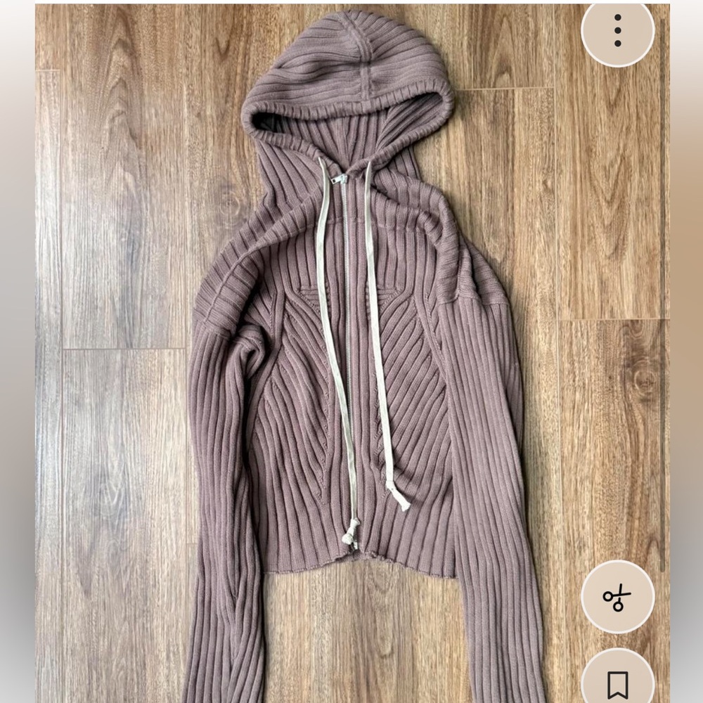 Cropped Ribbed Hoodie Sweater - Taupe